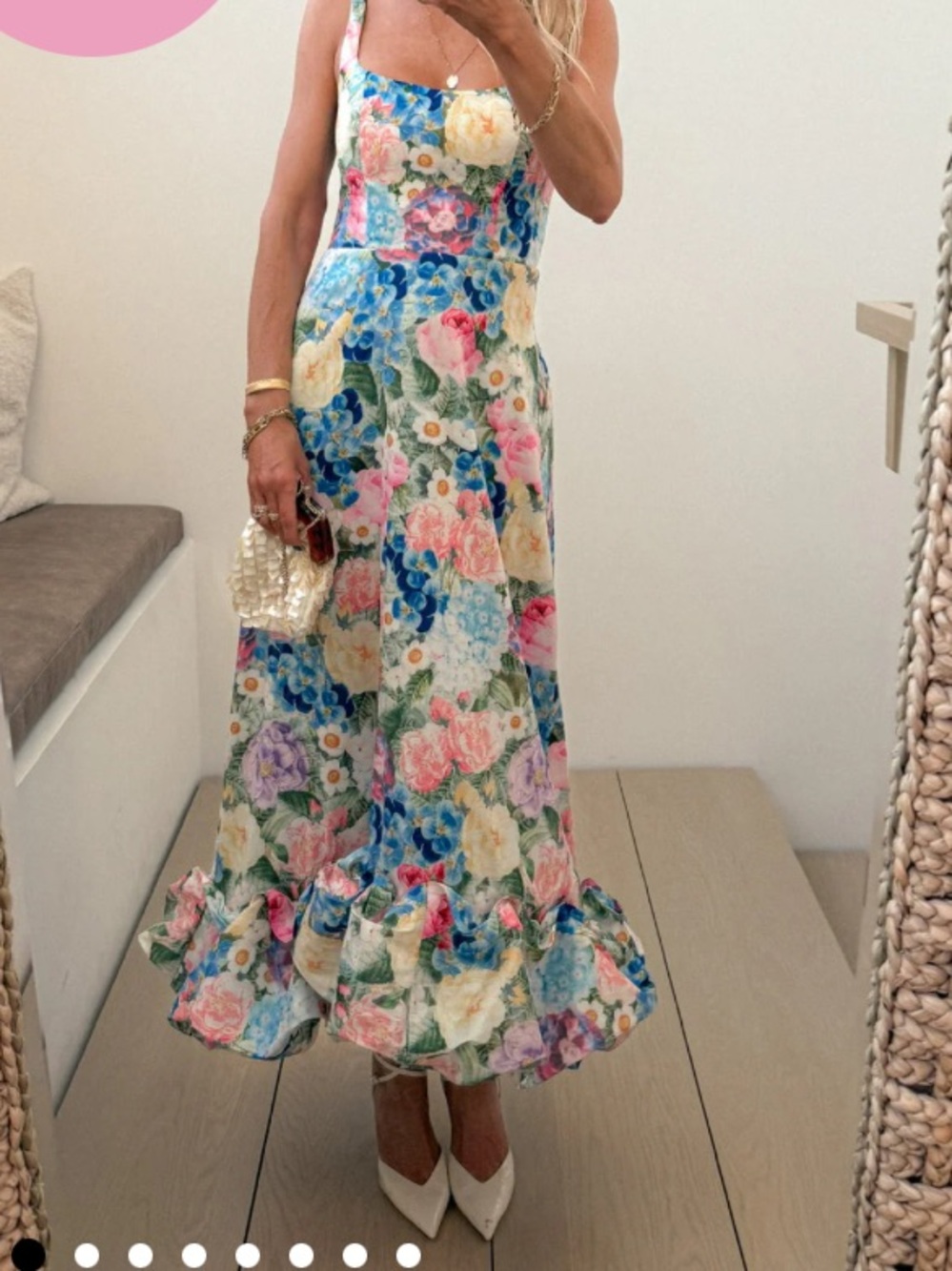 Show Me Your Mumu Rebecca Midi Floral Dress Taffeta Large 🌸🌼🪻